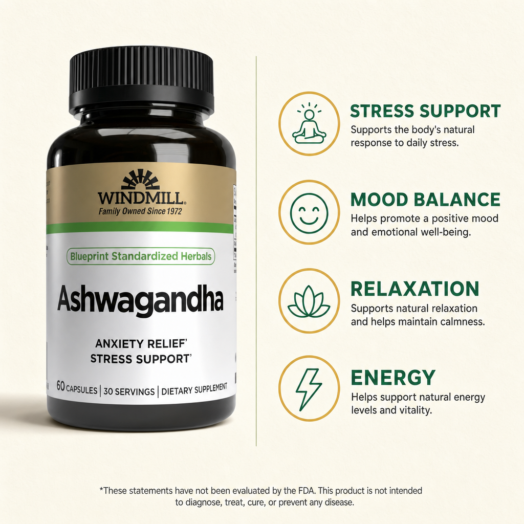 Windmill Ashwagandha Stress & Mood Support Capsules 60ct — view 2