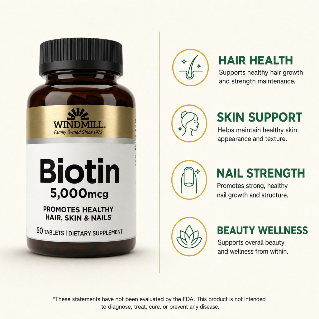 Biotin 5000mcg Hair & Skin Support Tablets 60ct — view 2