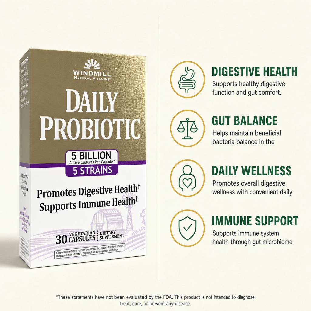 Windmill Daily Probiotic Digestive Health Capsules 30ct — view 2