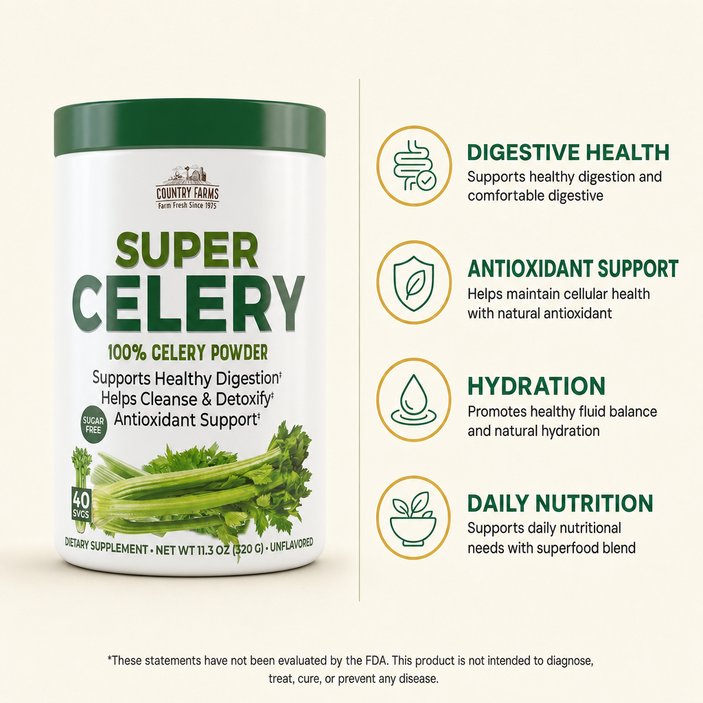 Country Farms Super Celery Superfood Blend Powder 11.3 oz — view 2