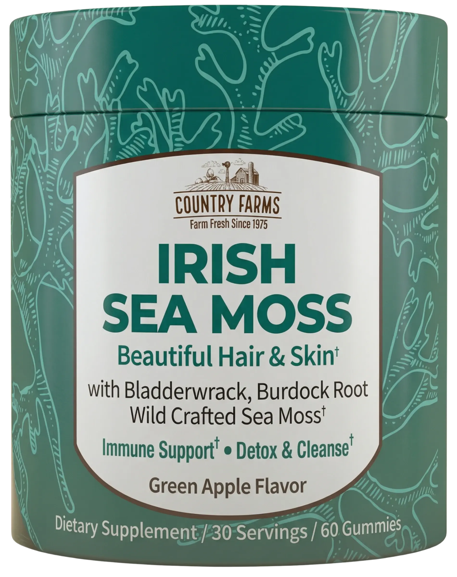 Country Farms Irish Sea Moss Green Apple Gummies 60ct