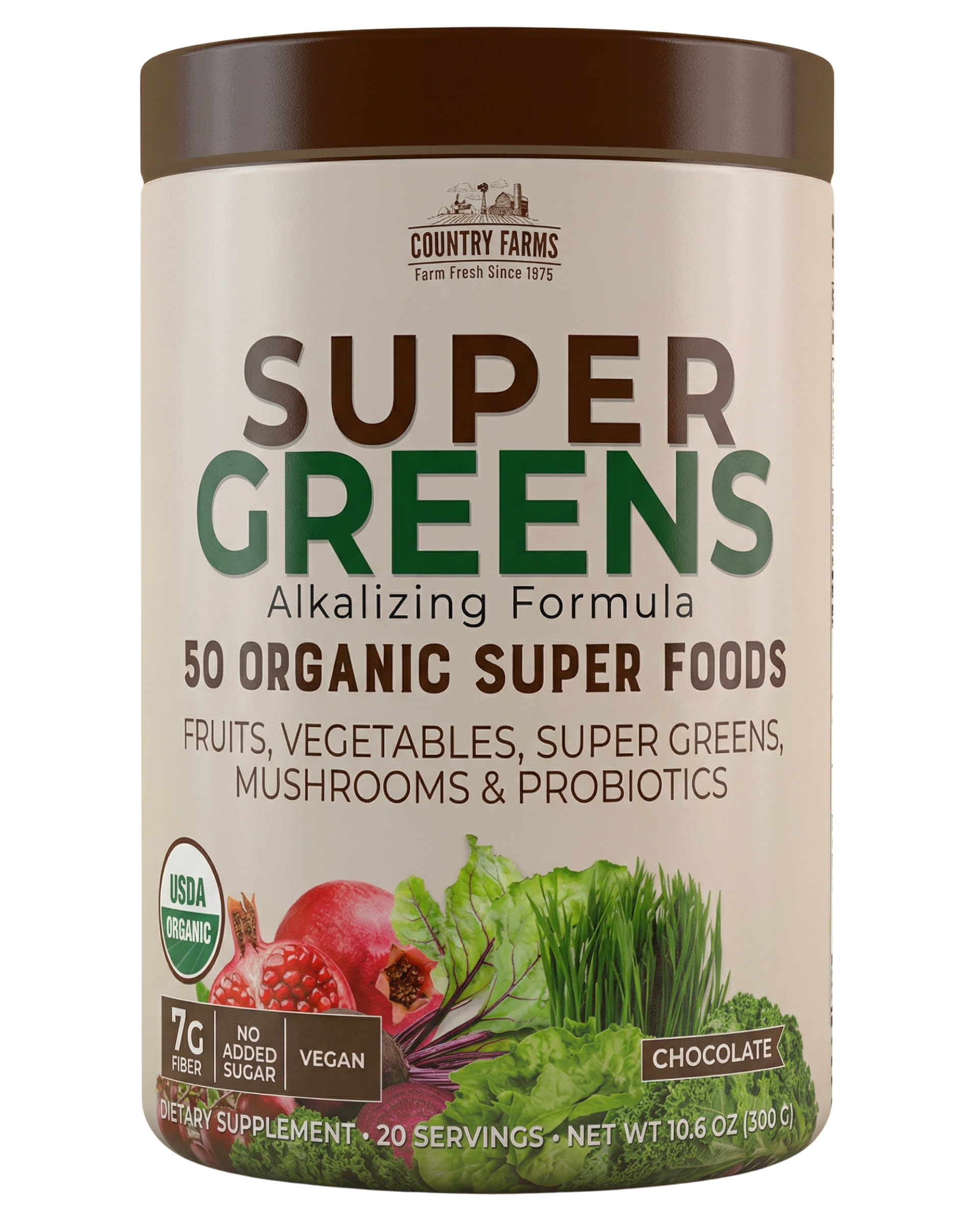 Super Greens Powder Chocolate Flavor Superfood Blend