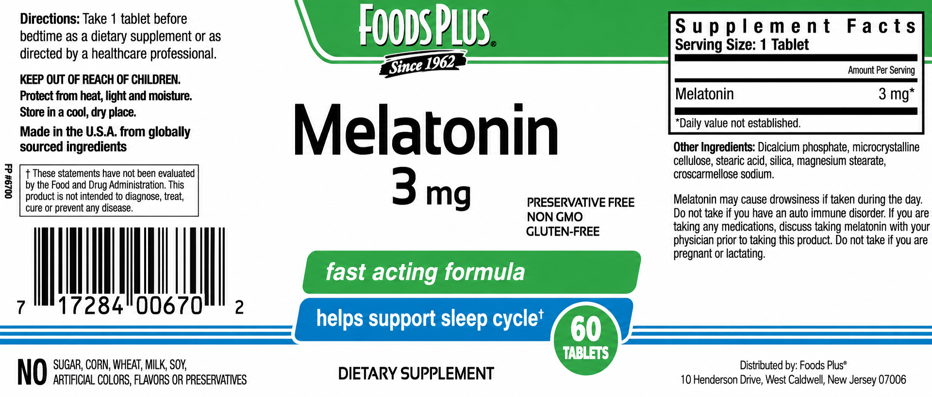 Foods Plus Melatonin 3mg Tablets 60ct — view 3