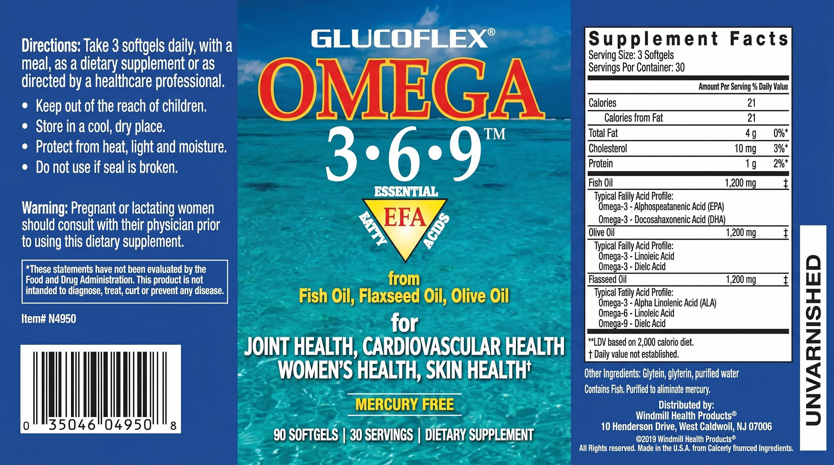 Glucoflex Omega 3-6-9 Essential Fatty Acids Softgels 90ct — view 3