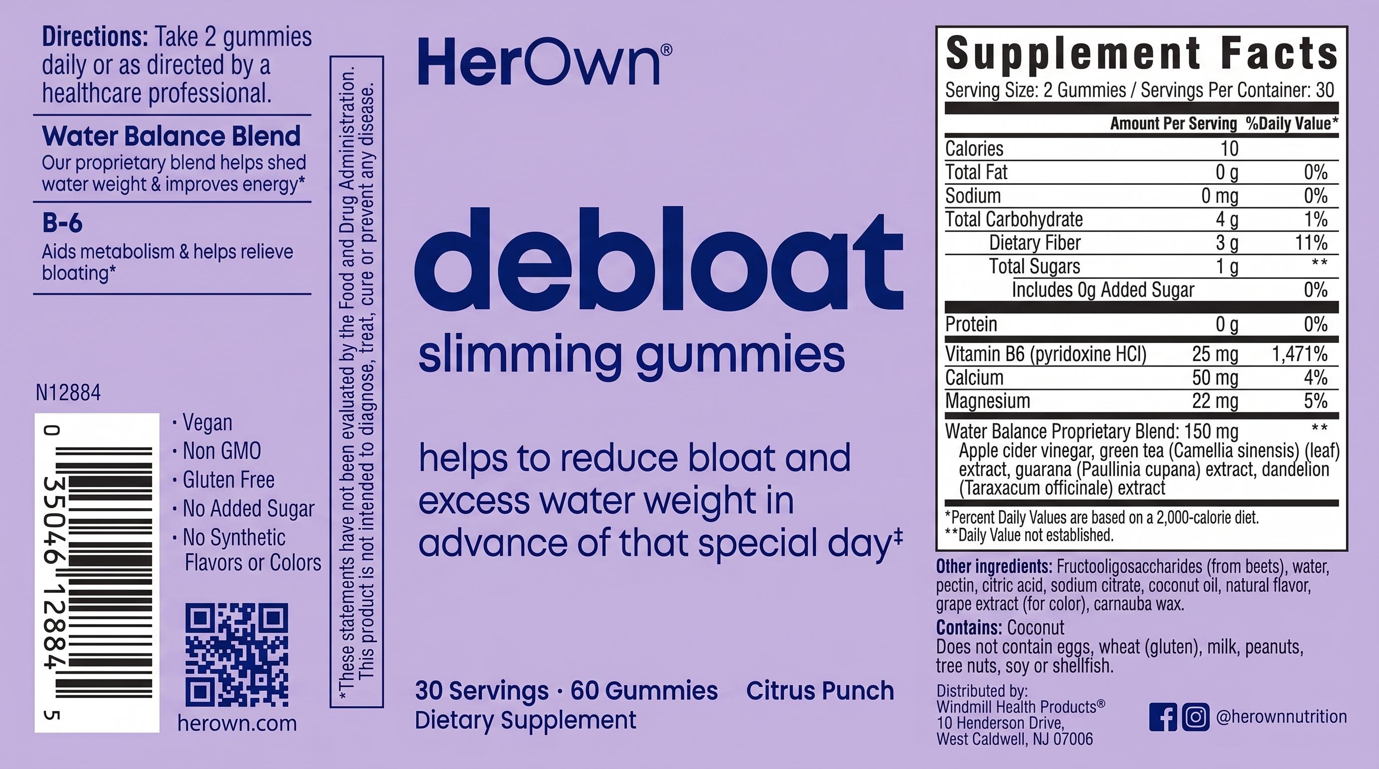 HerOwn Debloat Slimming Gummies 60ct — view 2