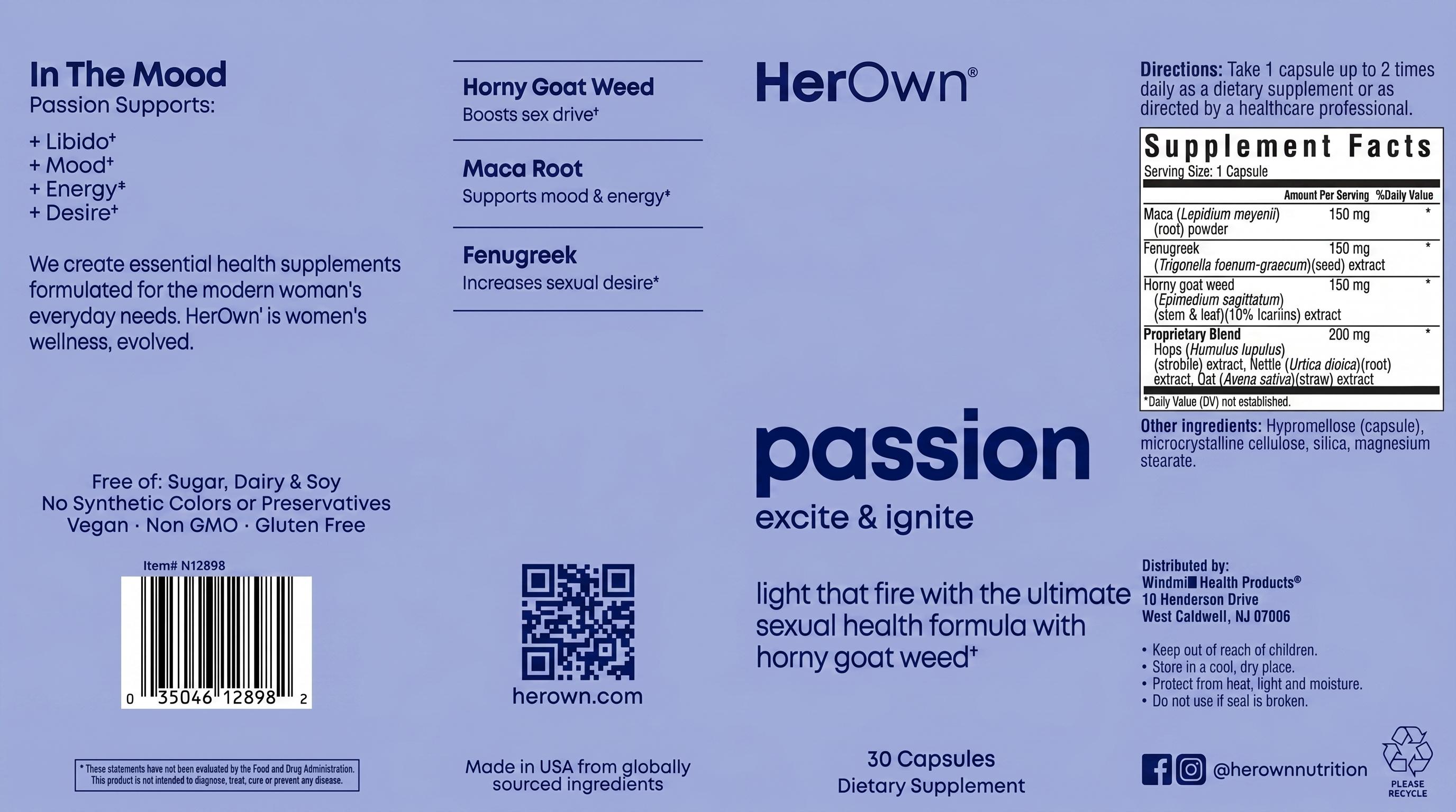 Her Own Passion Women's Vitality Support Capsules 30ct — view 2