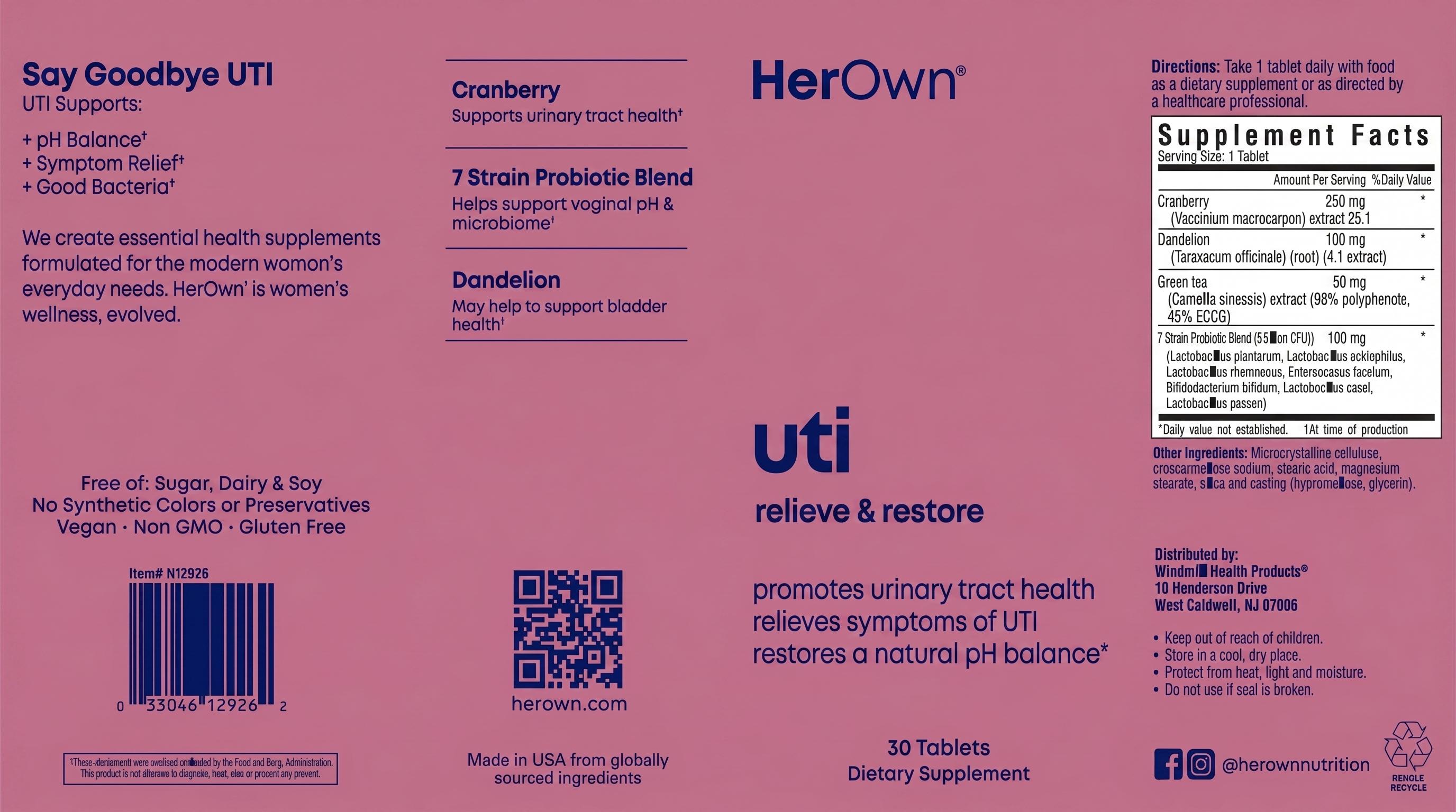 HerOwn UTI Relieve & Restore Tablets 30ct — view 3