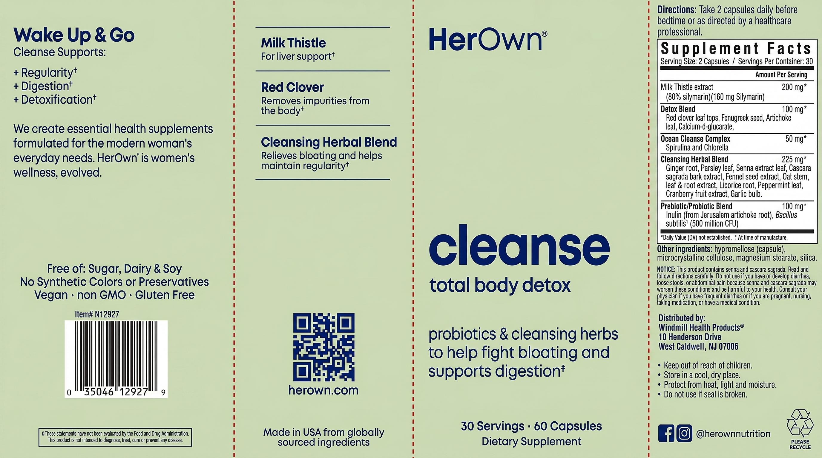 HerOwn Cleanse Total Body Detox Capsules 60ct — view 2