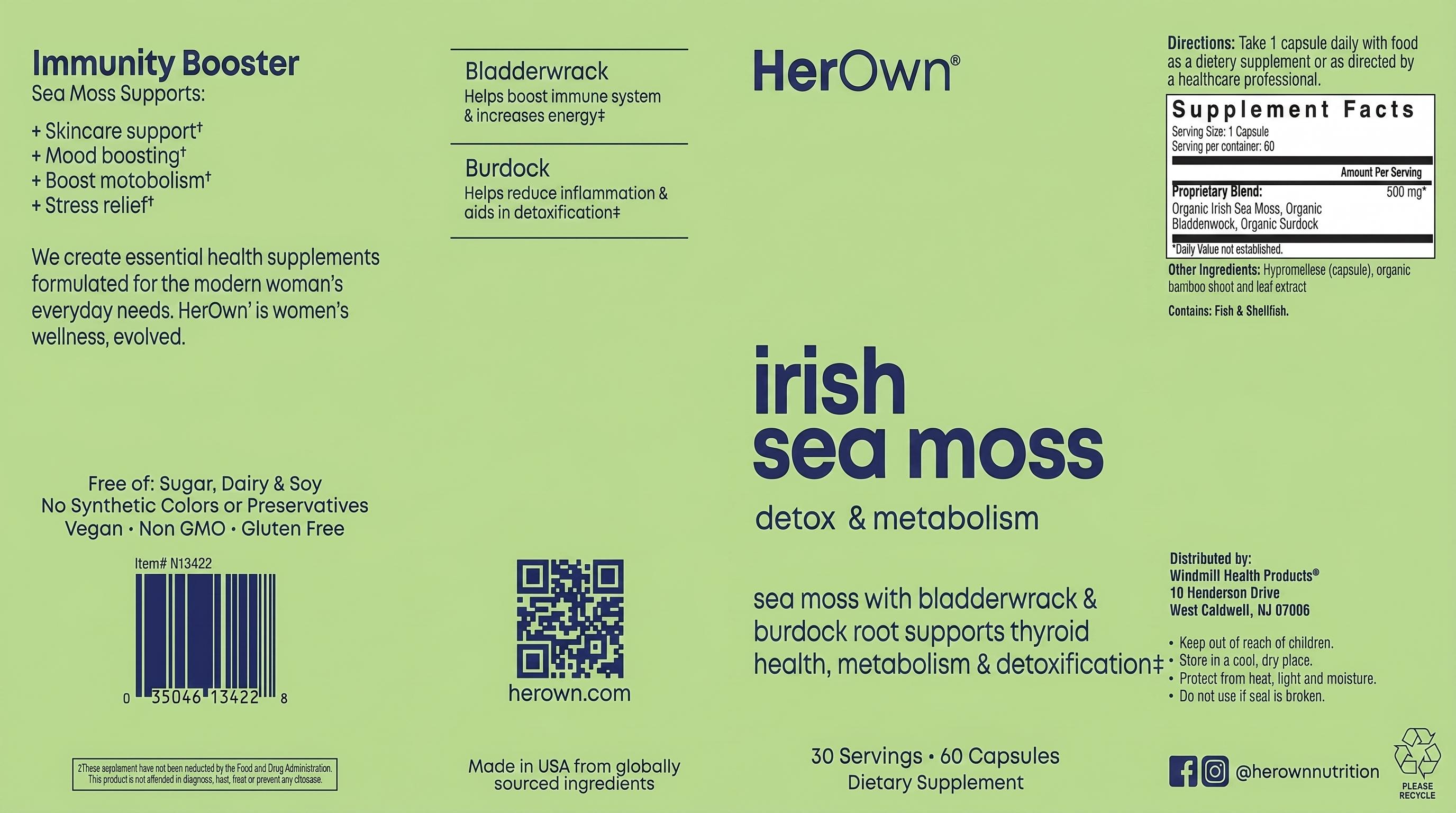 Her Own Irish Sea Moss Detox & Metabolism Capsules 60ct — view 2