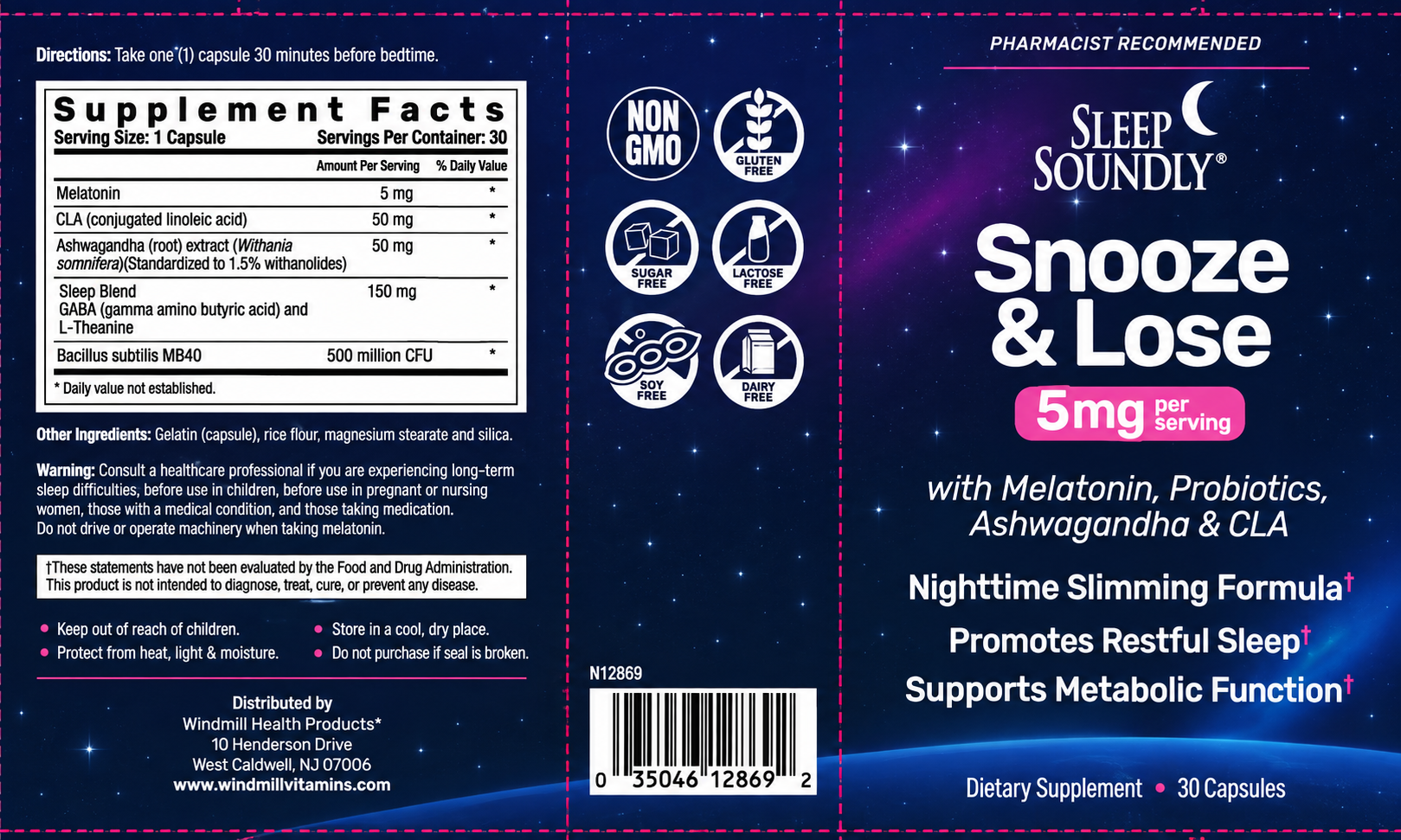Sleep Soundly Snooze & Lose Nighttime Slimming Formula Capsules 30ct — view 2