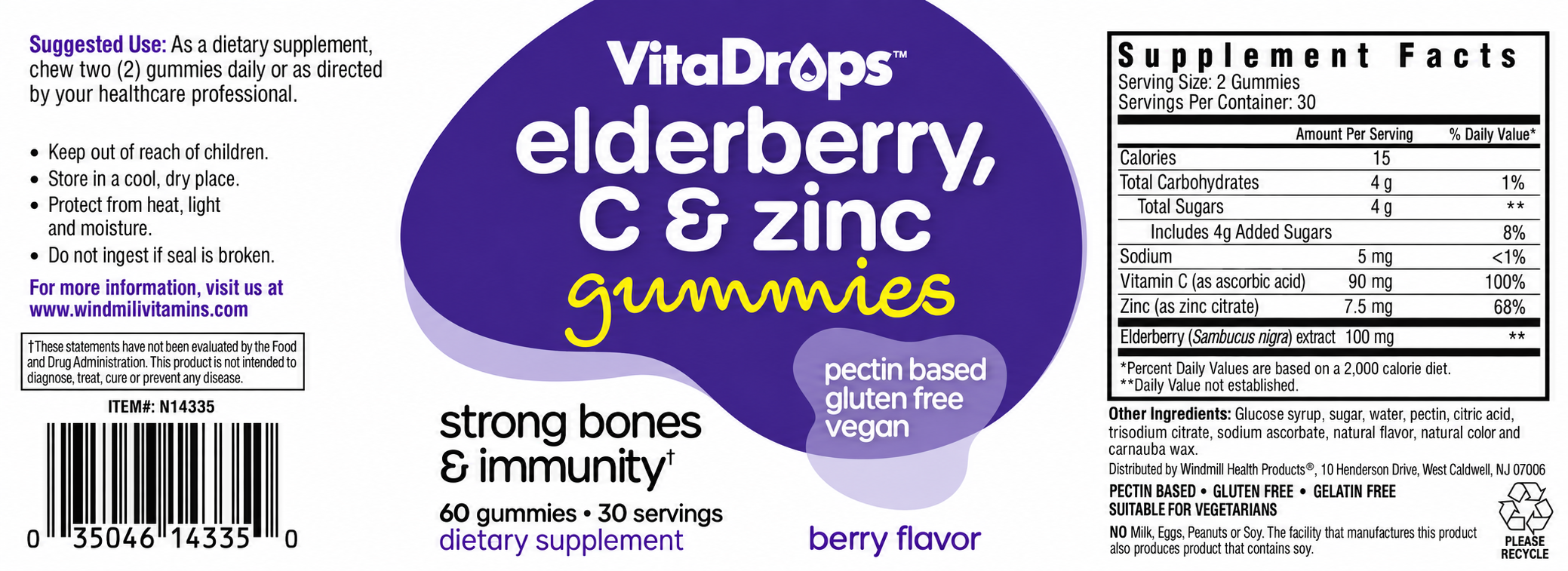 VitaDrops Elderberry, C & Zinc Gummies 60ct — view 2