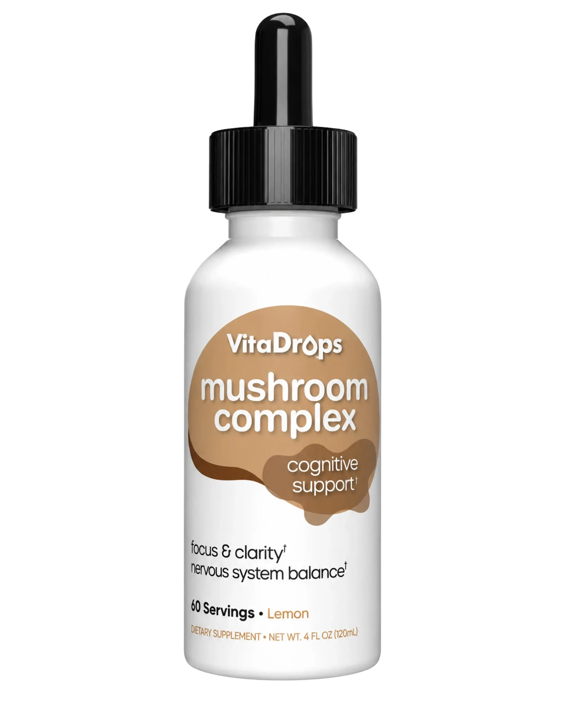 VitaDrops Mushroom Complex Cognitive Support Lemon Liquid Drops 4oz