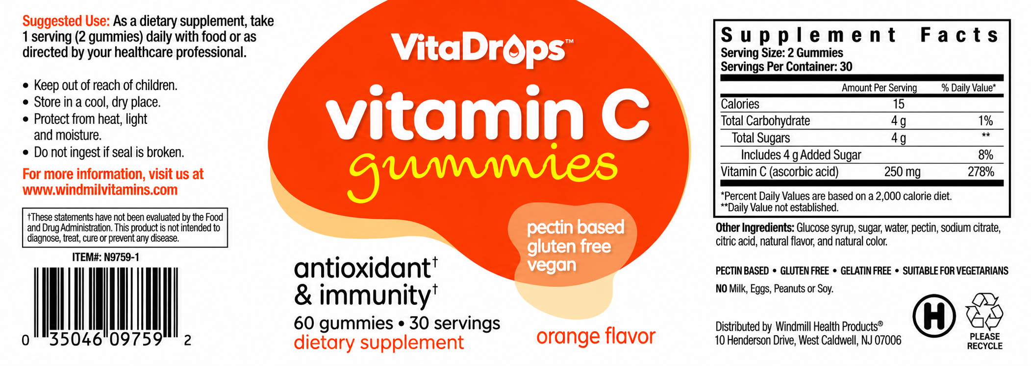 VitaDrops Vitamin C 250 mg Orange Flavor Gummies 60ct — view 2
