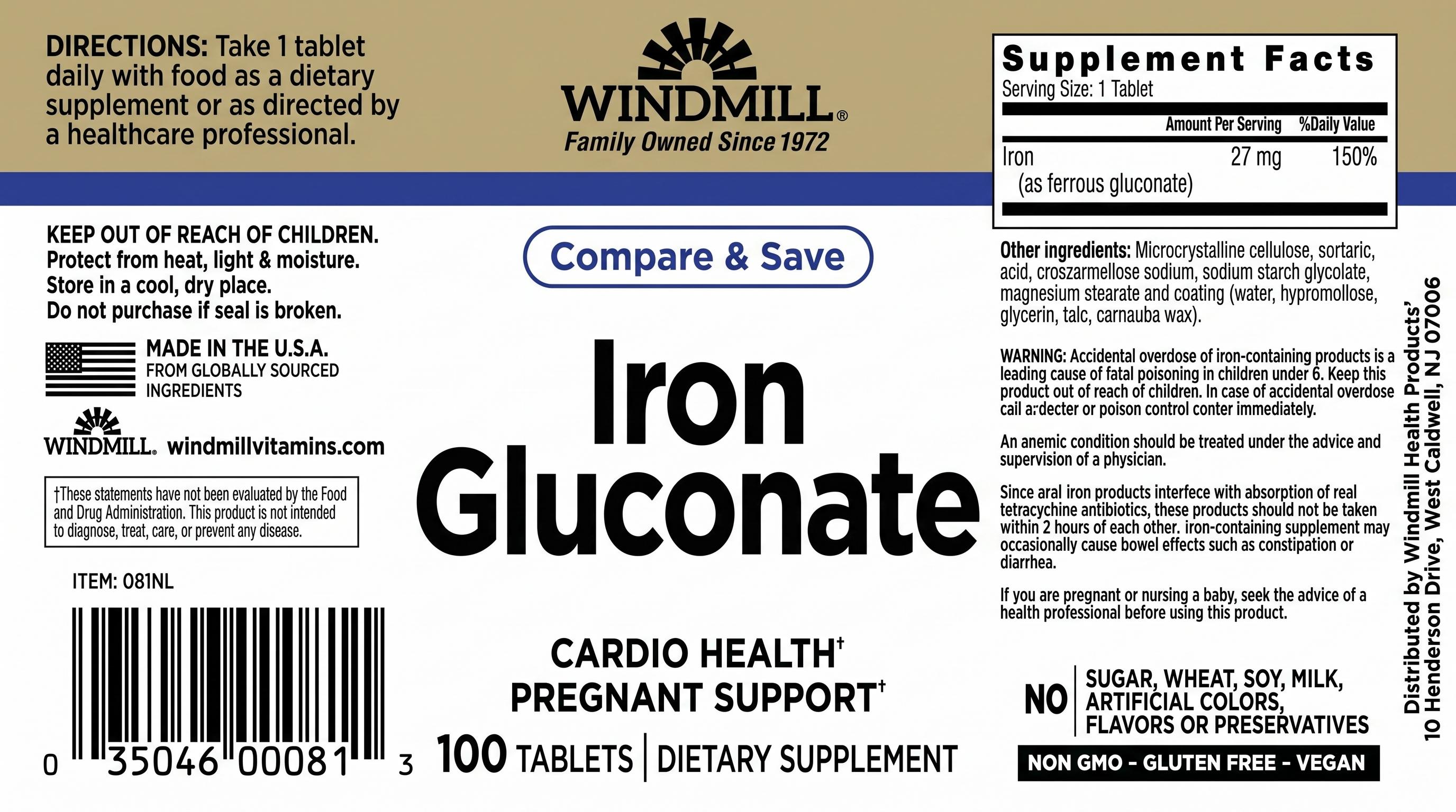 Windmill Iron Gluconate Tablets 100ct — view 2