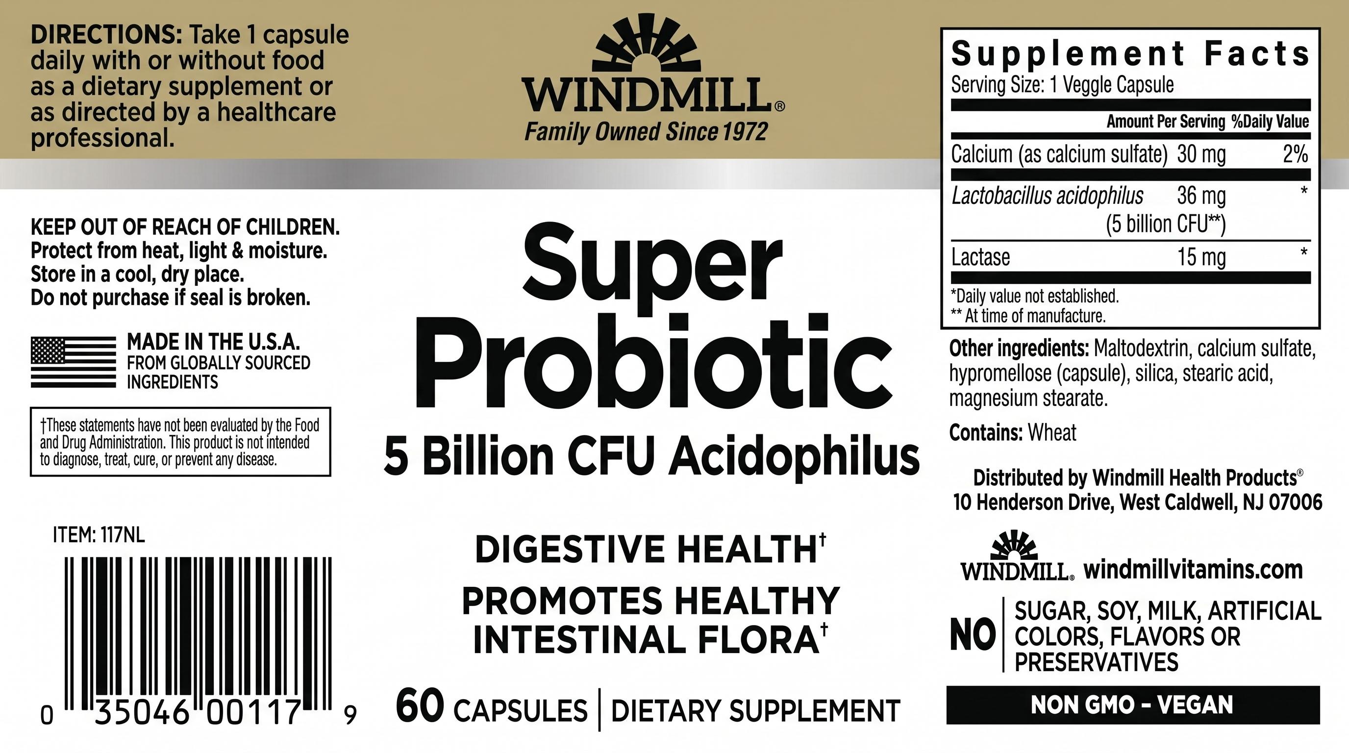 Windmill Super Probiotic 5 Billion CFU Capsules 60ct — view 2