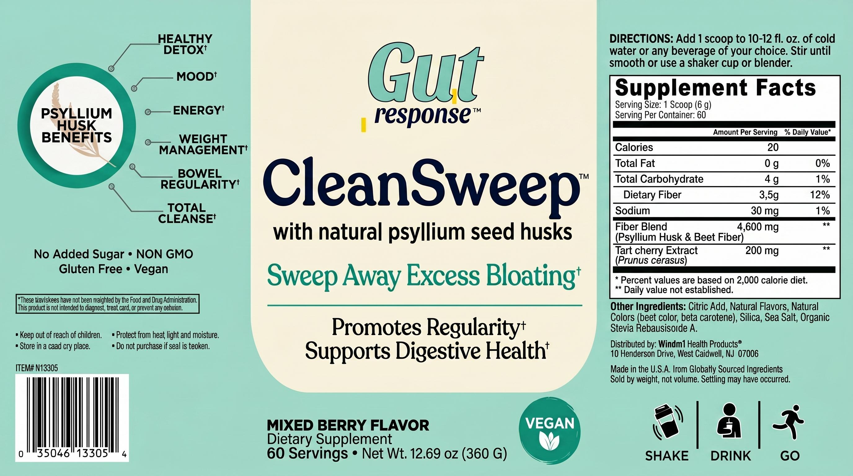 Gut Response CleanSweep Digestive Support Powder 12.69oz — view 2