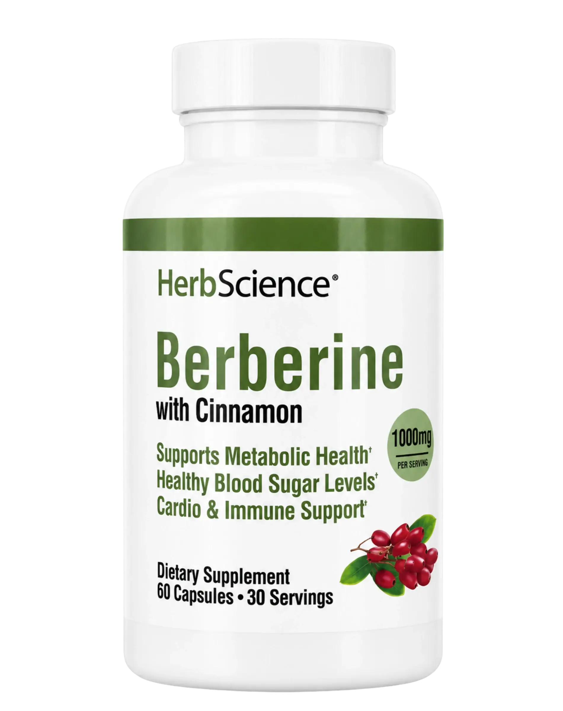 HerbScience Berberine with Cinnamon Blood Sugar Support Capsules 60ct