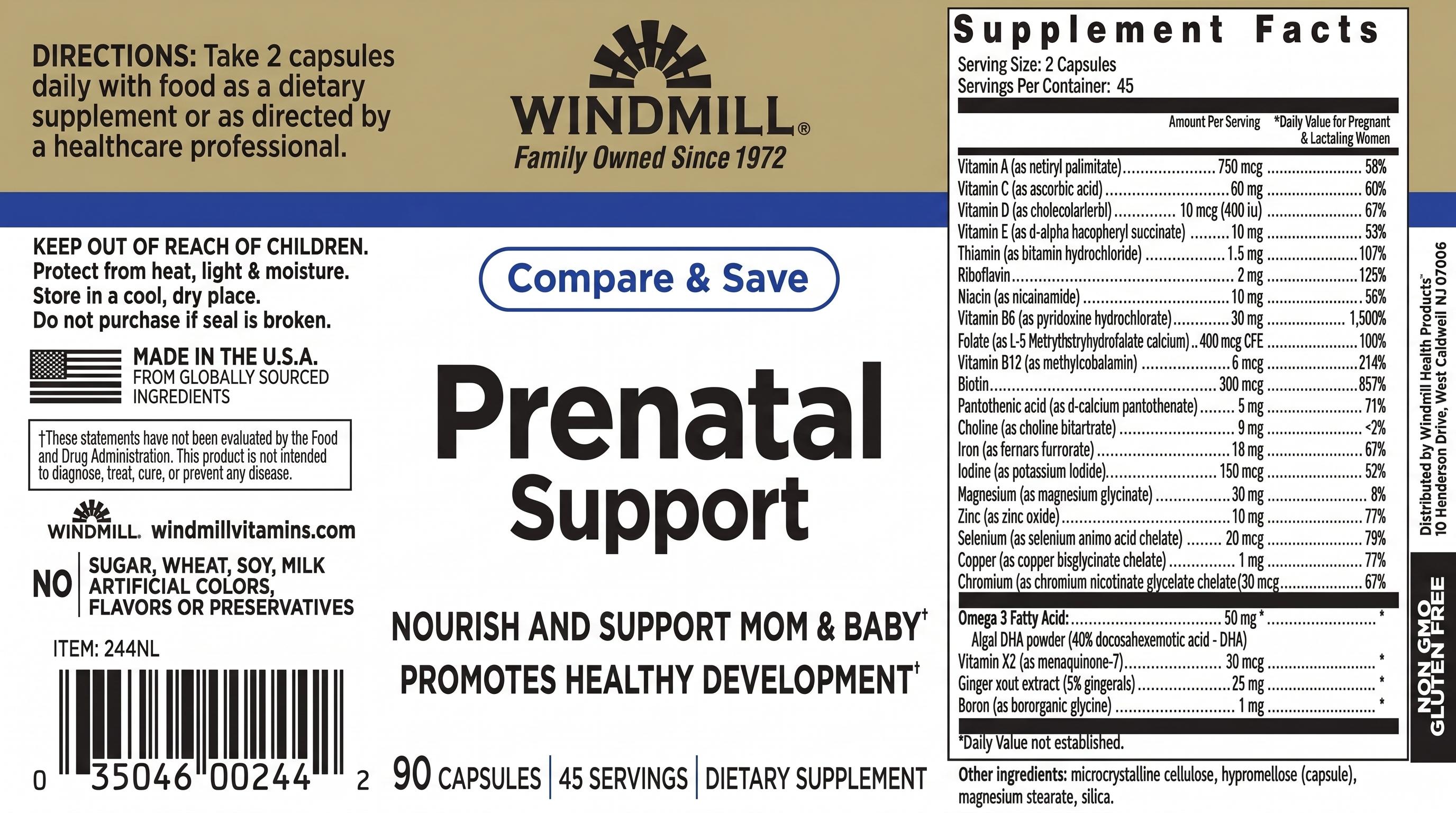 Windmill Prenatal Support Multivitamin Capsules 90ct — view 2