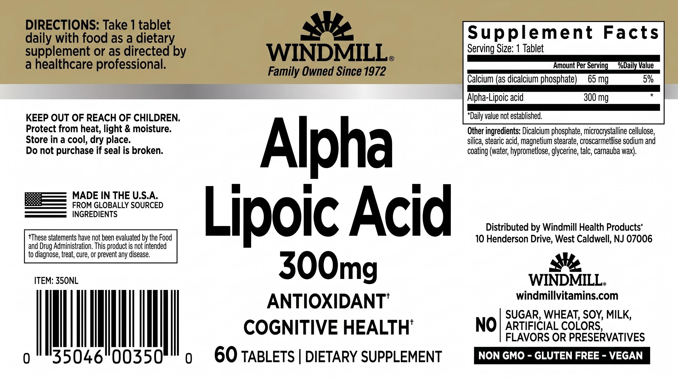 Windmill Alpha Lipoic Acid 300mg Tablets 60ct — view 2