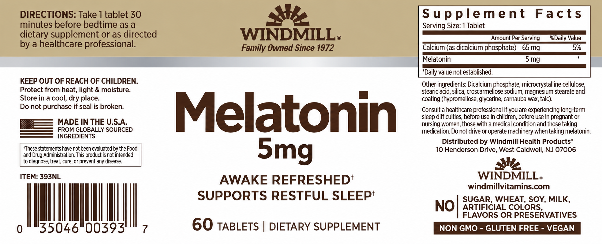Windmill Melatonin 5mg Sleep Support Tablets 60ct — view 2