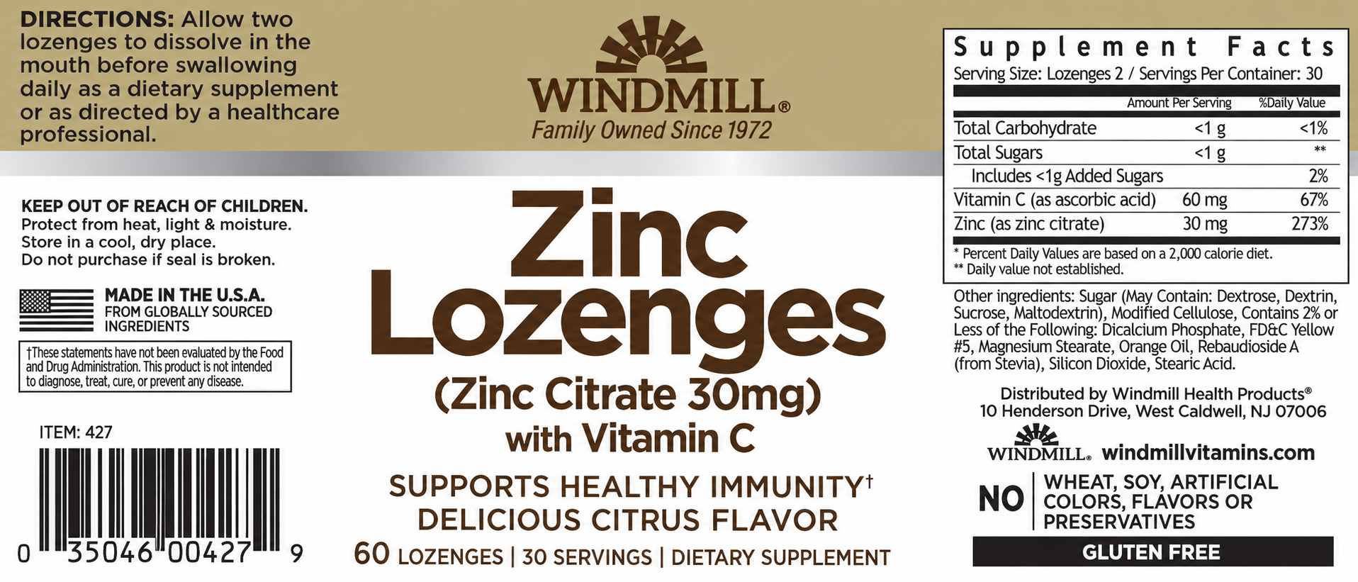 Windmill Zinc & Vitamin C Citrus Immune Support Lozenges 60ct — view 2
