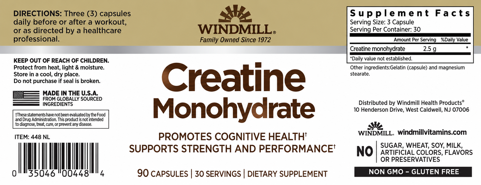 Windmill Creatine Monohydrate Capsules 90ct — view 2