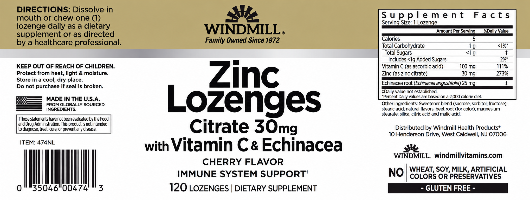 Windmill Zinc Citrate with Vitamin C & Echinacea Cherry Lozenges 120ct — view 2