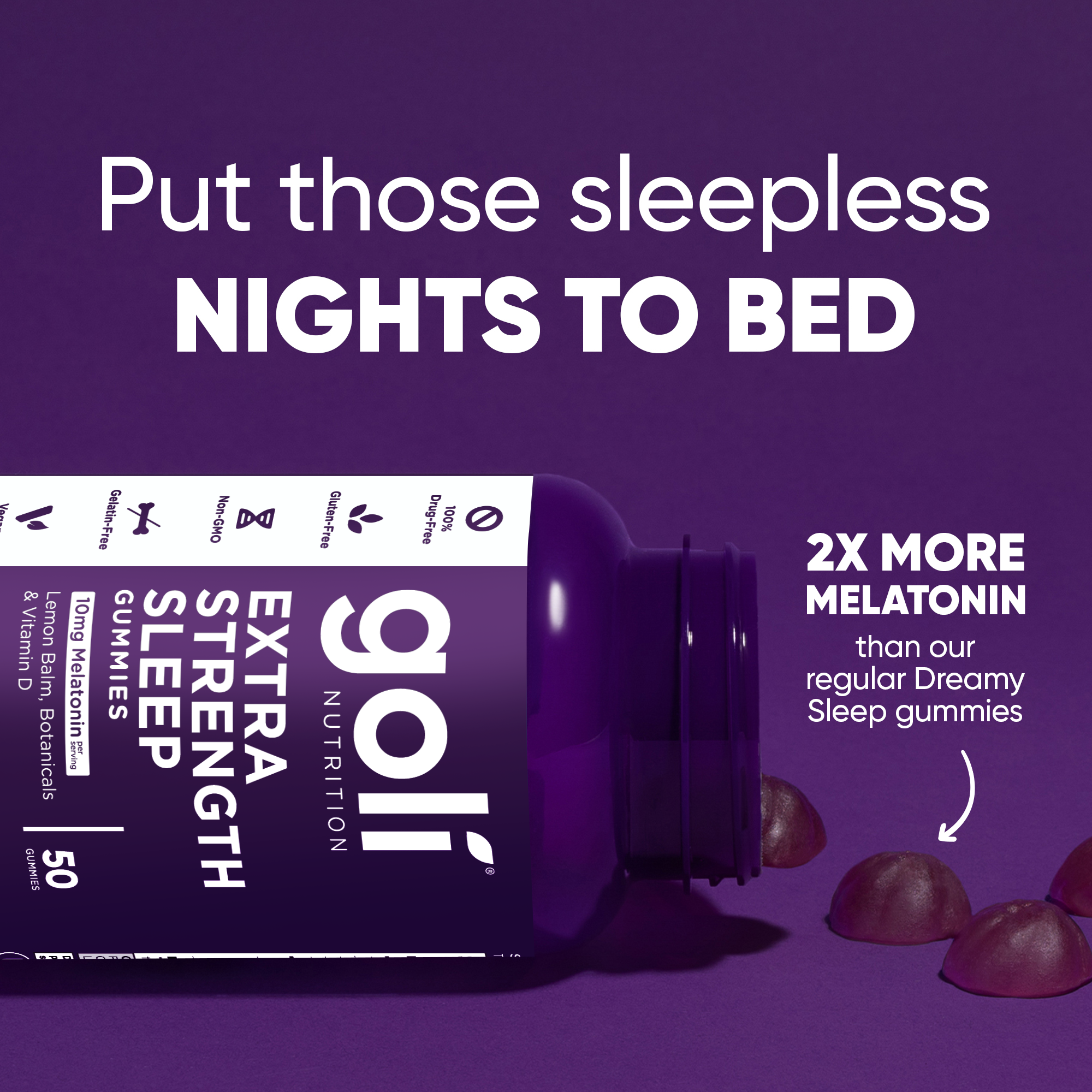 Goli Extra-Strength Sleep 10mg Melatonin Gummies 50ct — view 4