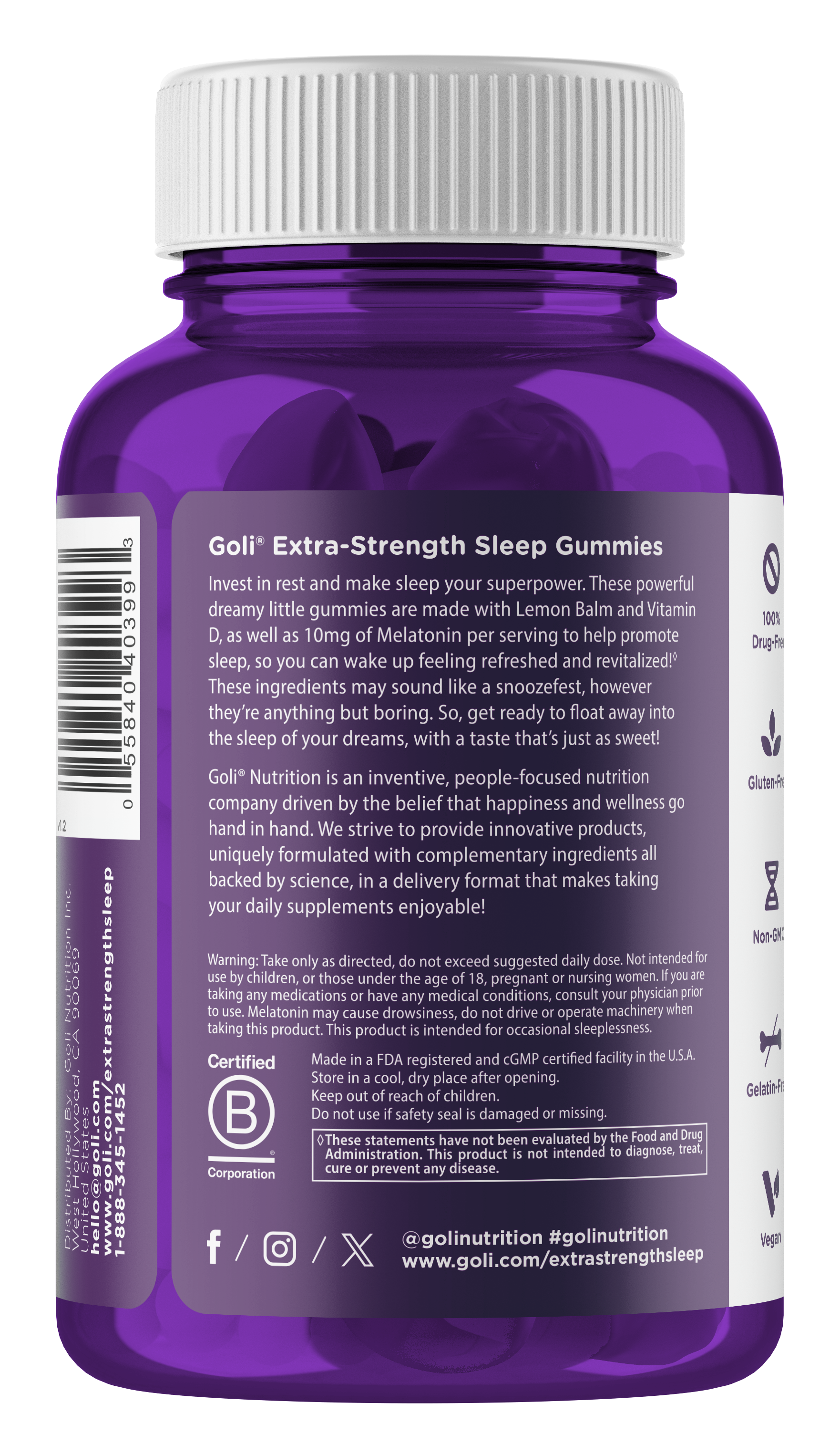 Goli Extra-Strength Sleep 10mg Melatonin Gummies 50ct — view 2