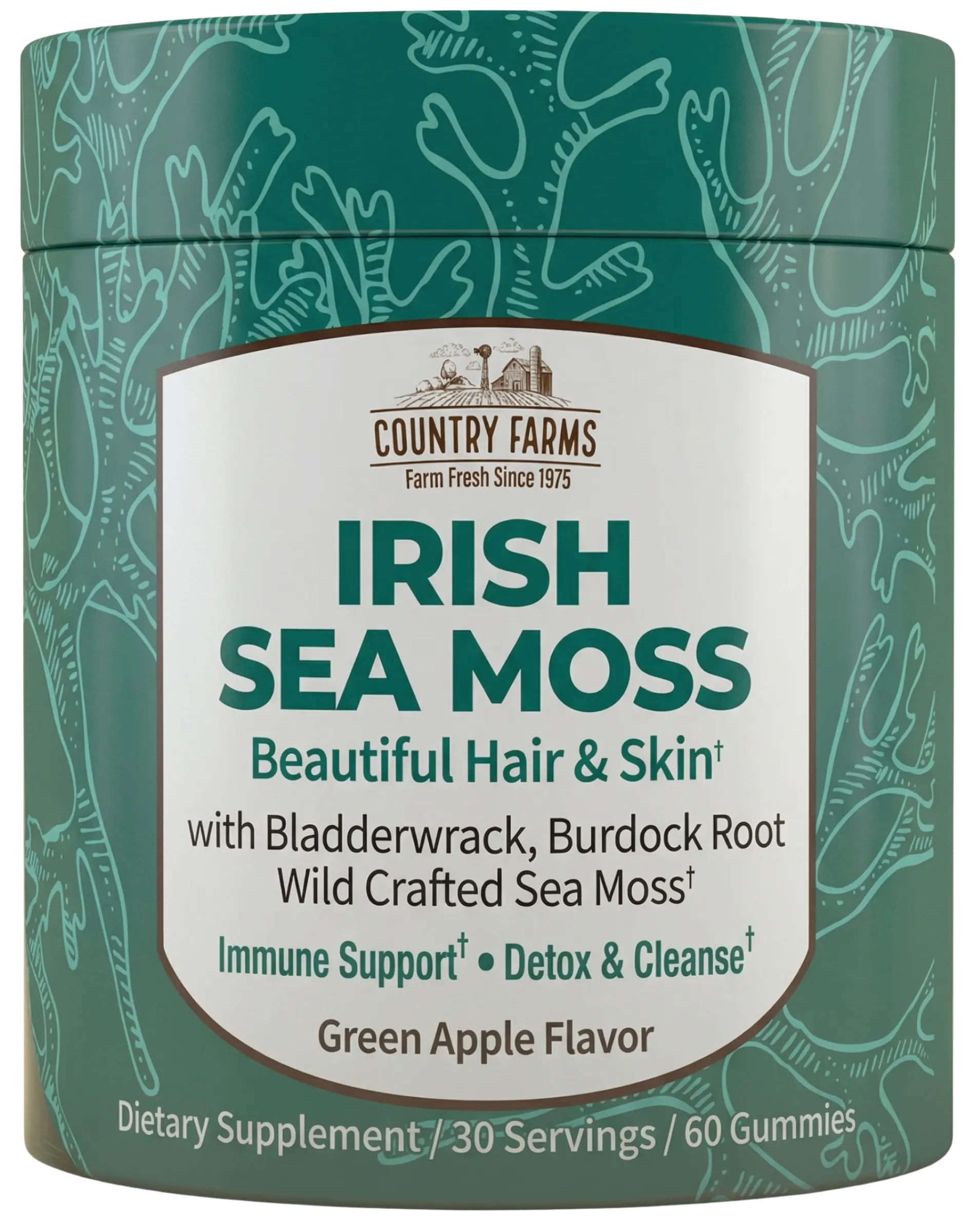 Country Farms Irish Sea Moss Green Apple Gummies 60ct