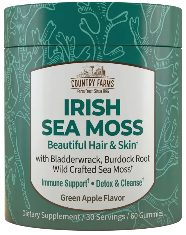 Country Farms Irish Sea Moss Green Apple Gummies 60ct