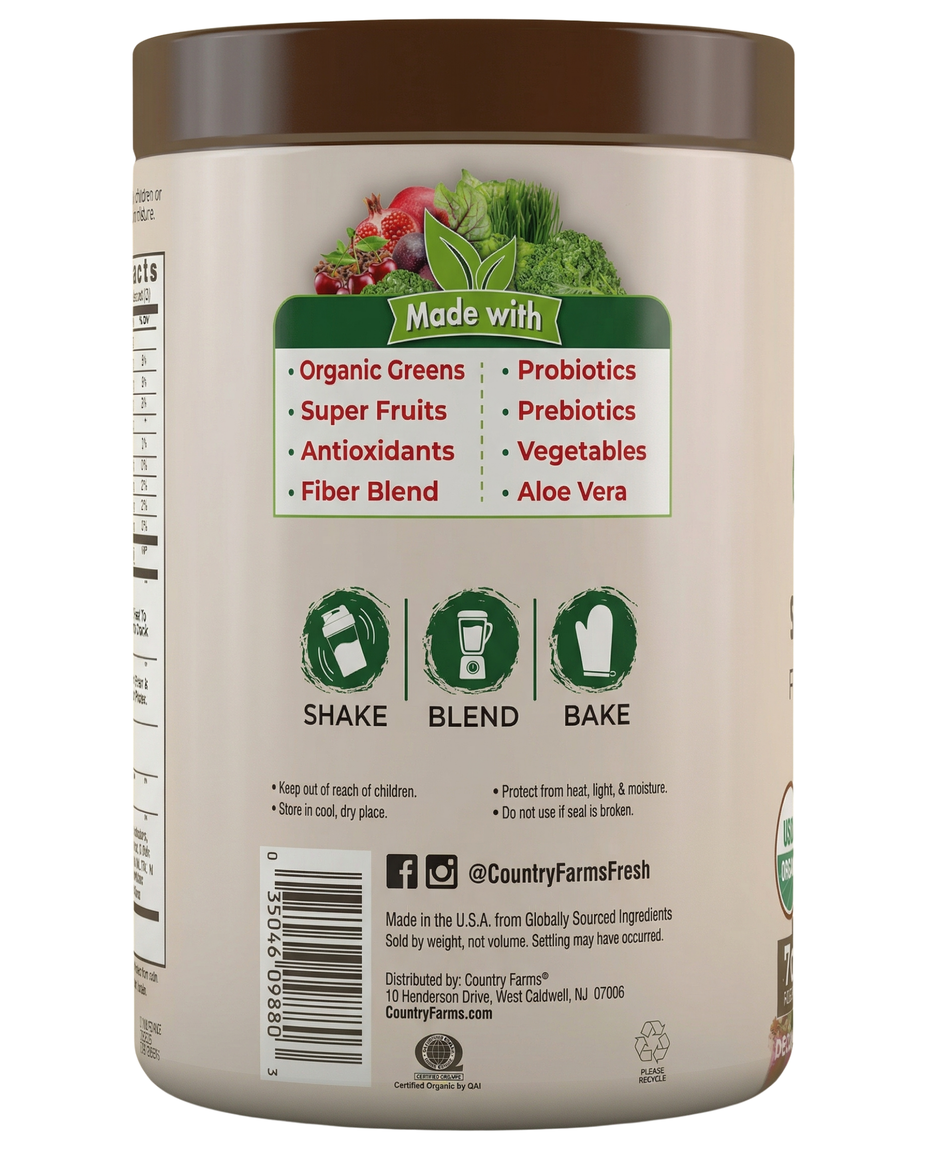 Super Greens Powder Chocolate Flavor Superfood Blend - Image 2 of 3