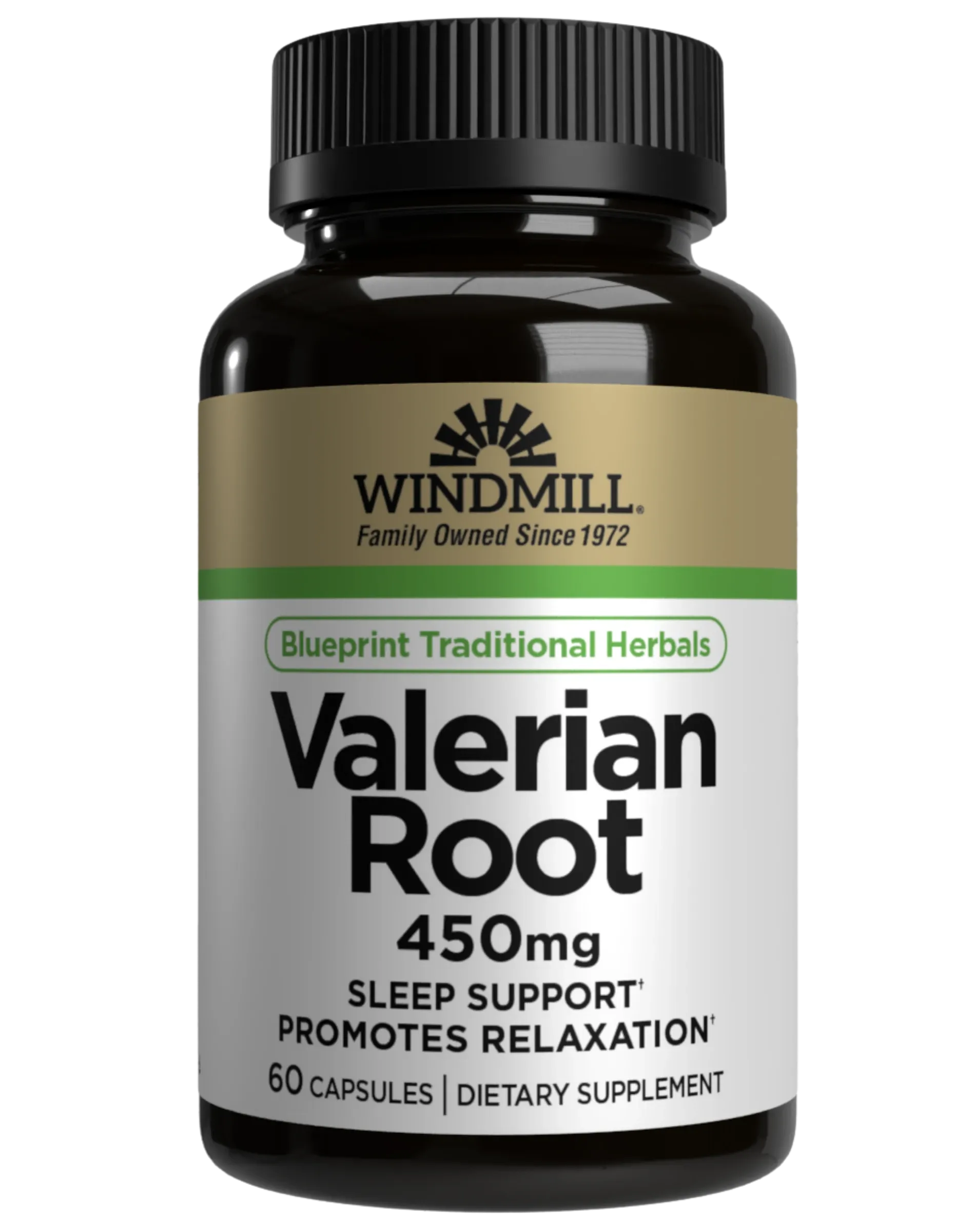 Windmill Valerian Root 450mg Sleep & Relaxation Support Capsules 60ct - Image 1 of 3
