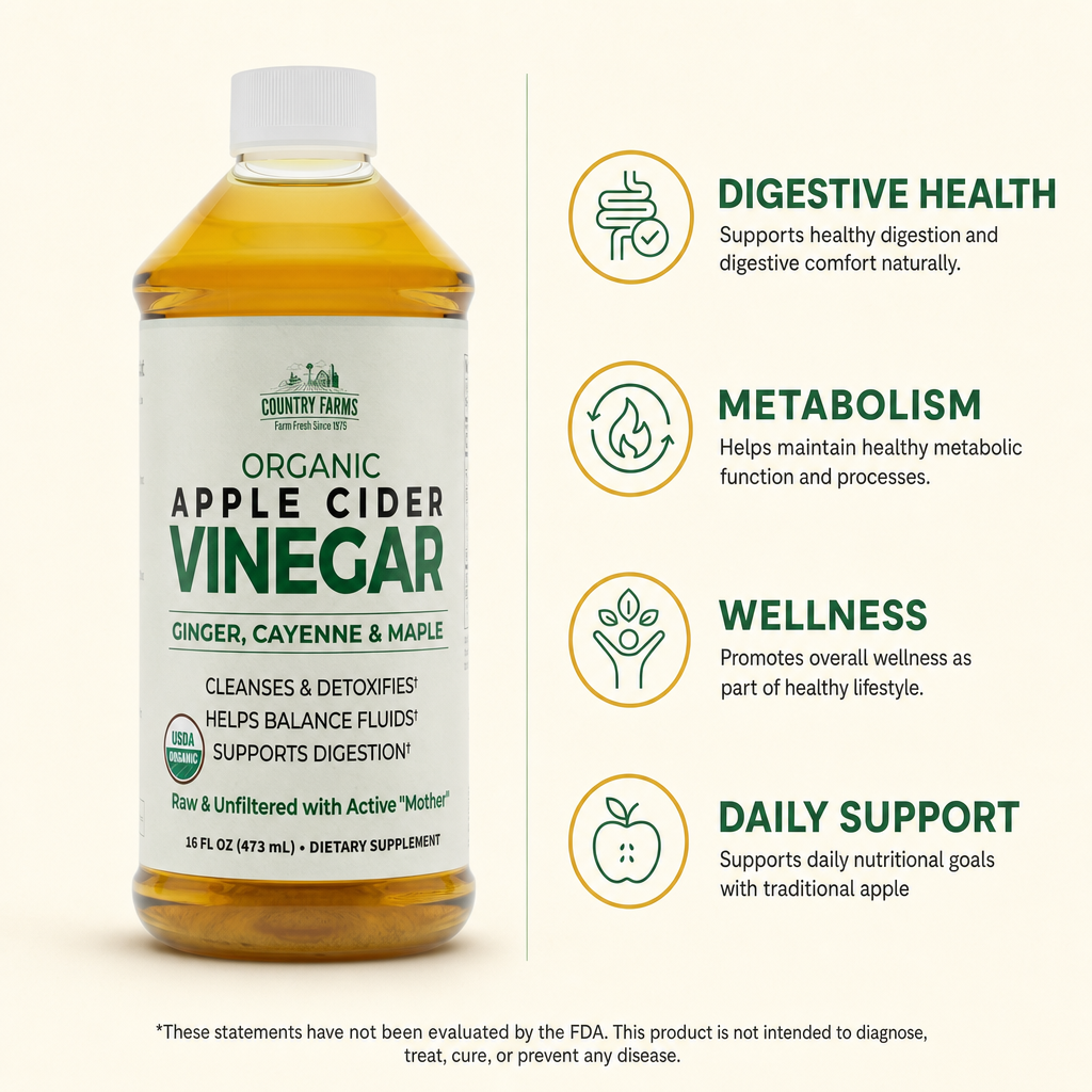 Country Farms Apple Cider Vinegar Digestive Support Liquid 16 oz — view 2