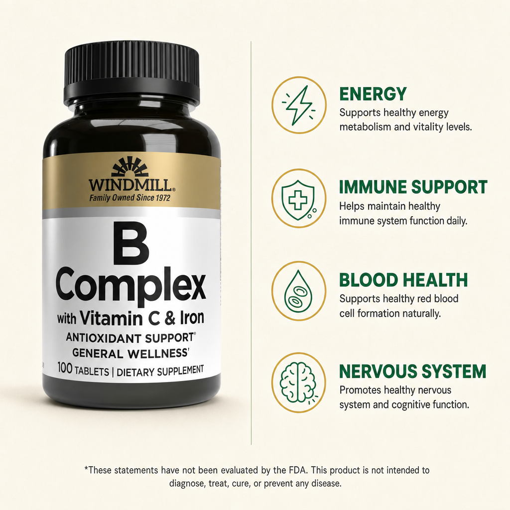 Windmill B Complex with Vitamin C & Iron Tablets 100ct — view 2