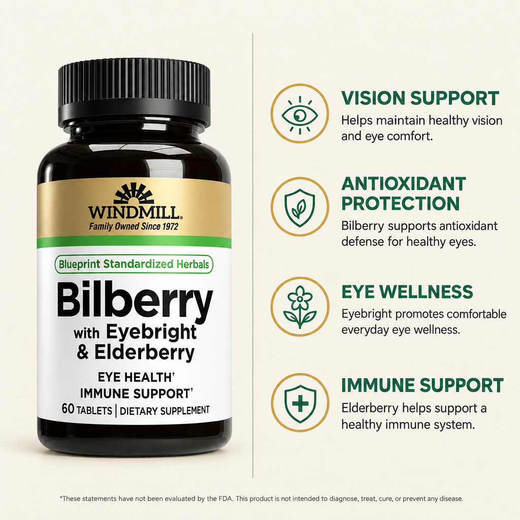 Windmill Bilberry with Eyebright & Elderberry Vision Support Tablets 60ct — view 2