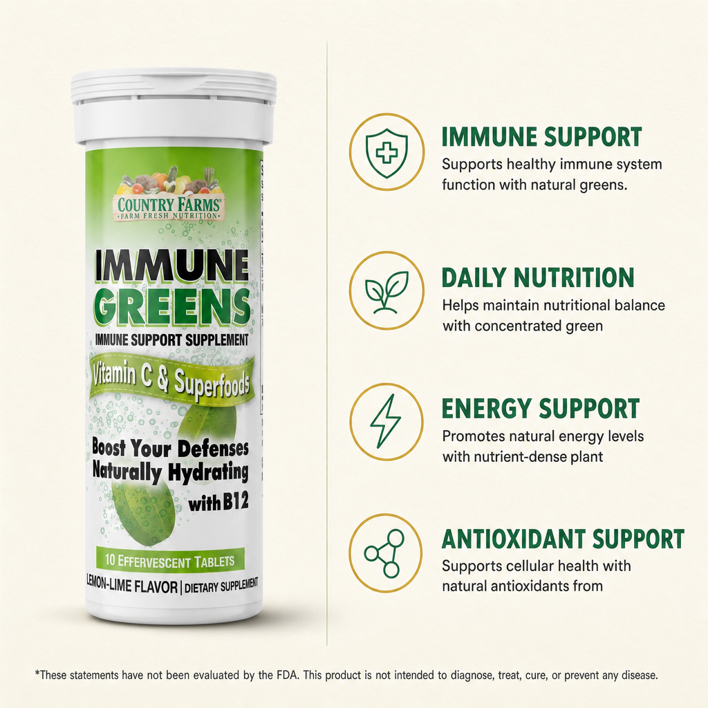 Country Farms Immune Greens Lemon Lime Tablets 10ct — view 2