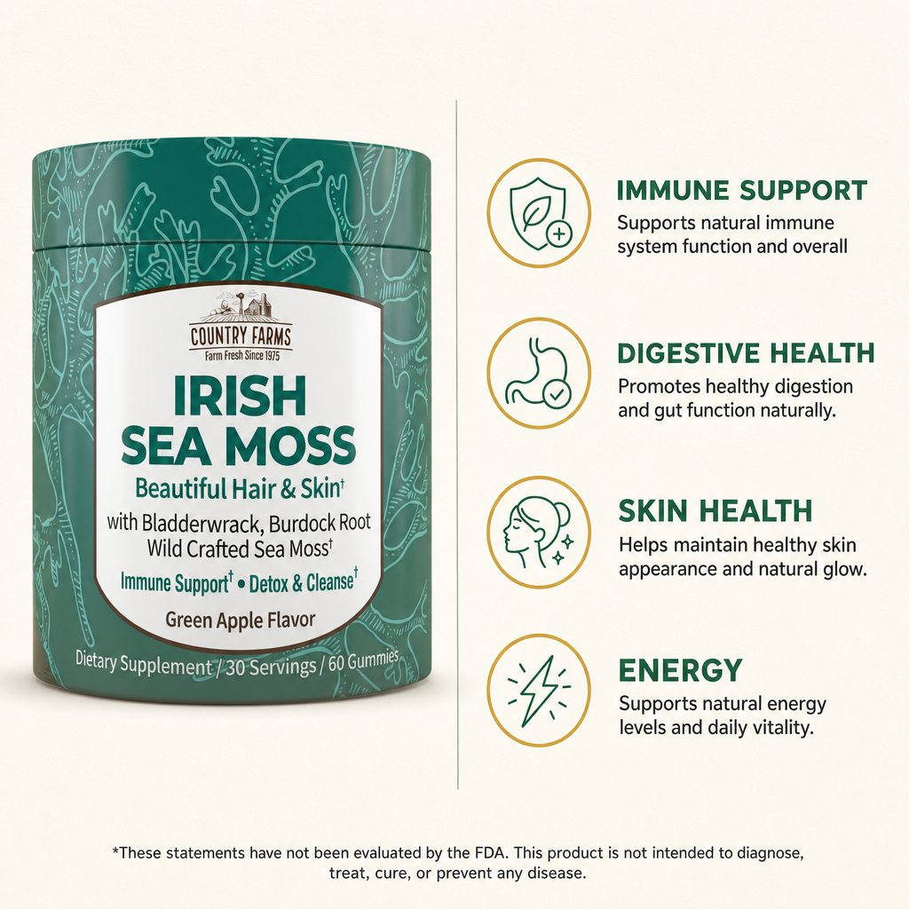 Country Farms Irish Sea Moss Green Apple Gummies 60ct — view 2