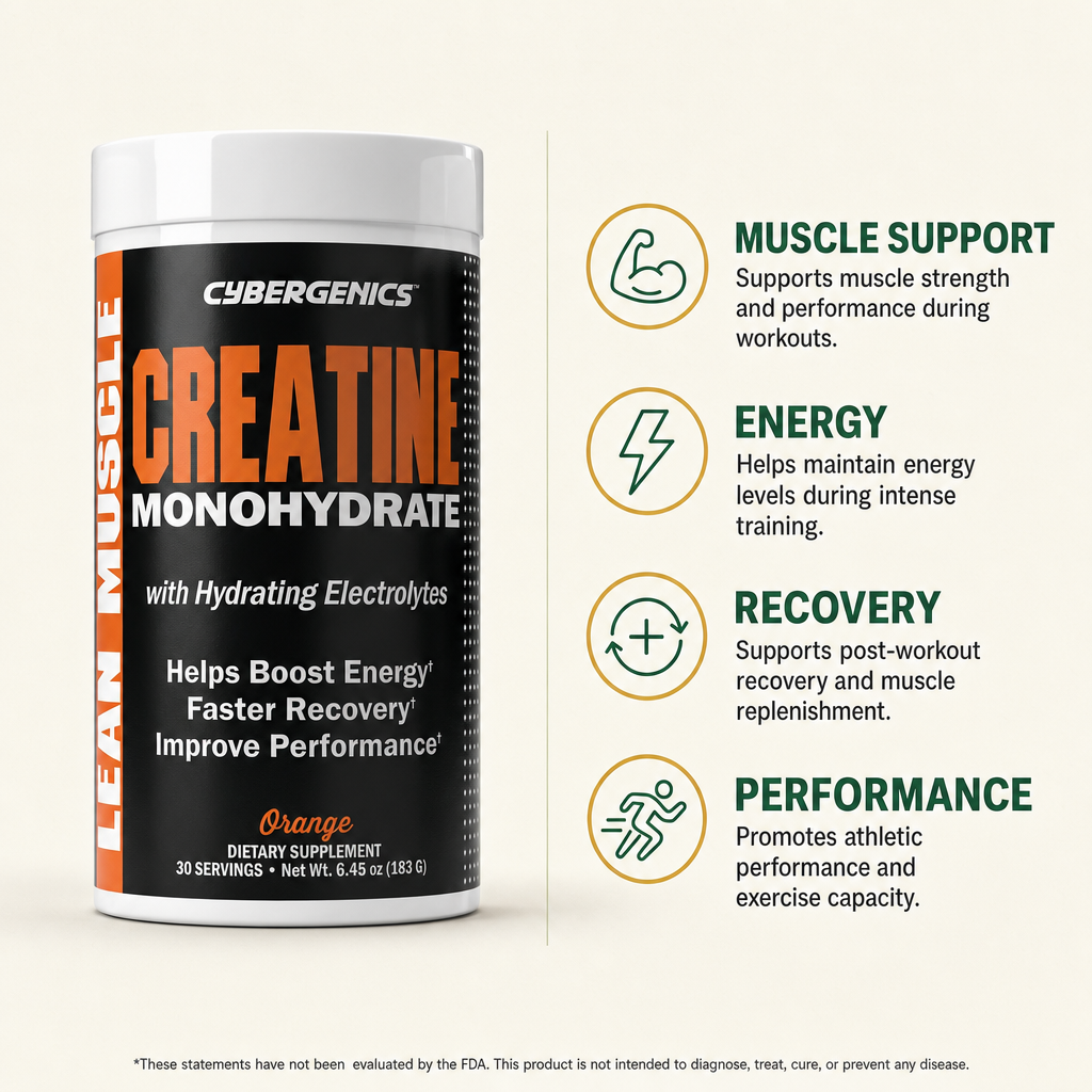 Cybergenics Creatine Monohydrate Orange Flavor Powder 6.45 oz — view 2
