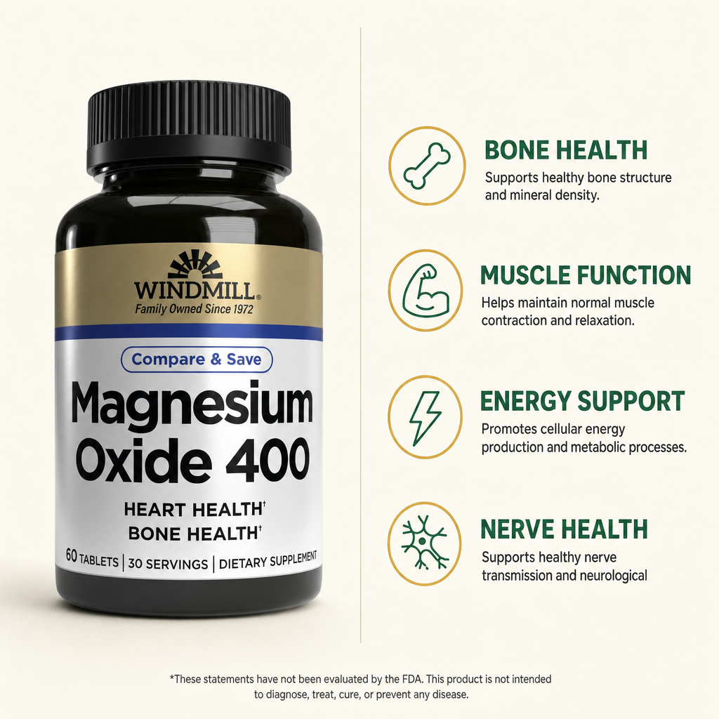 Magnesium Oxide 400mg Bone & Muscle Support Tablets 60ct — view 2