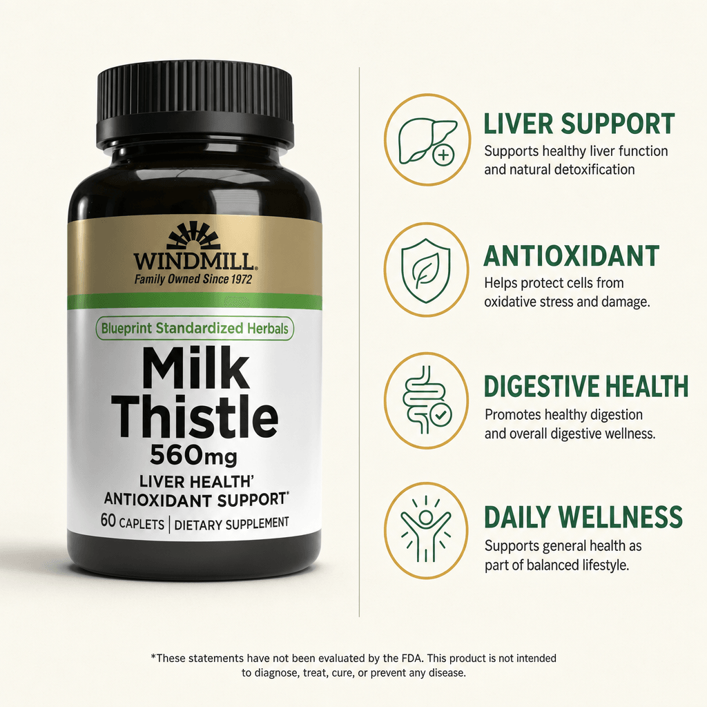 Windmill Milk Thistle 560mg Liver Support Caplets 60ct — view 2