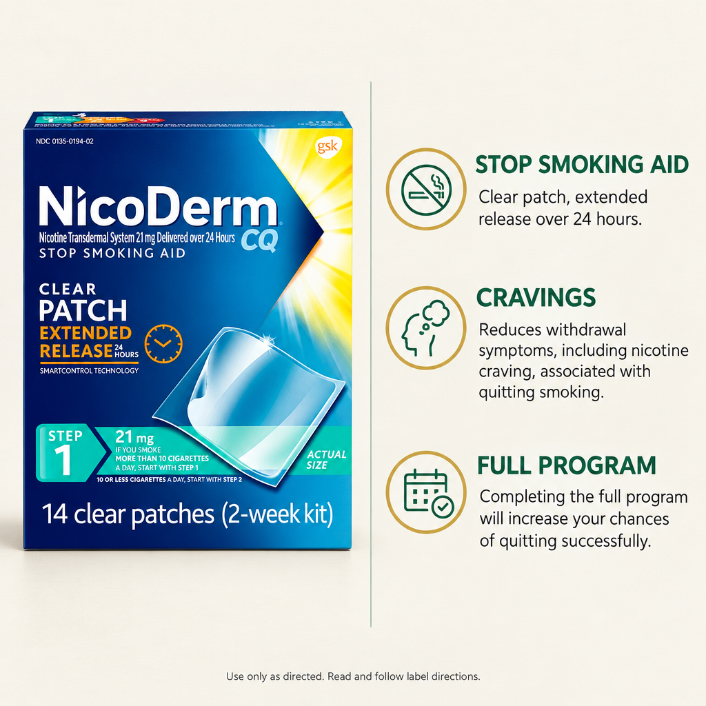 Nicoderm CQ Step 1 Nicotine 21mg Patches 14ct — view 2