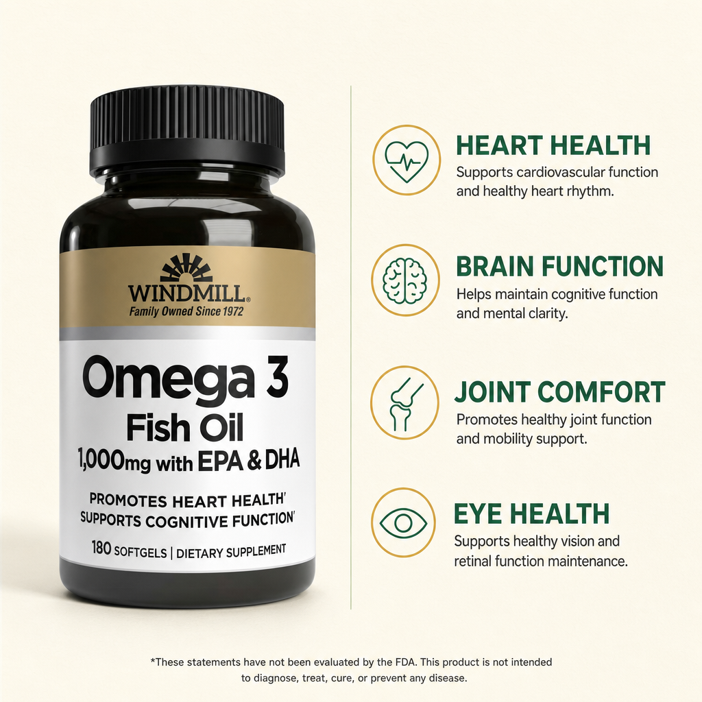 Windmill Omega-3 Fish Oil 1000mg Softgels 180ct — view 2
