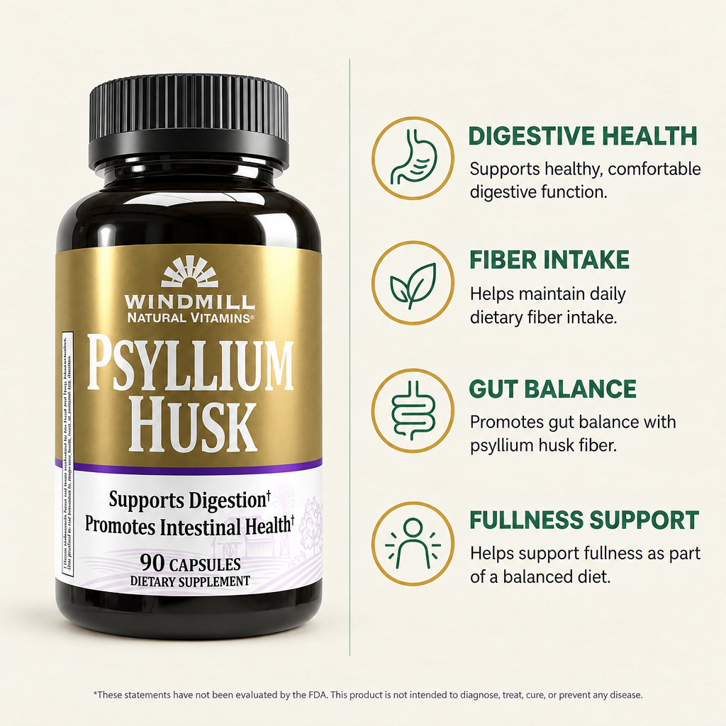 Windmill Psyllium Husk Fiber Digestive Support Capsules 90ct — view 2