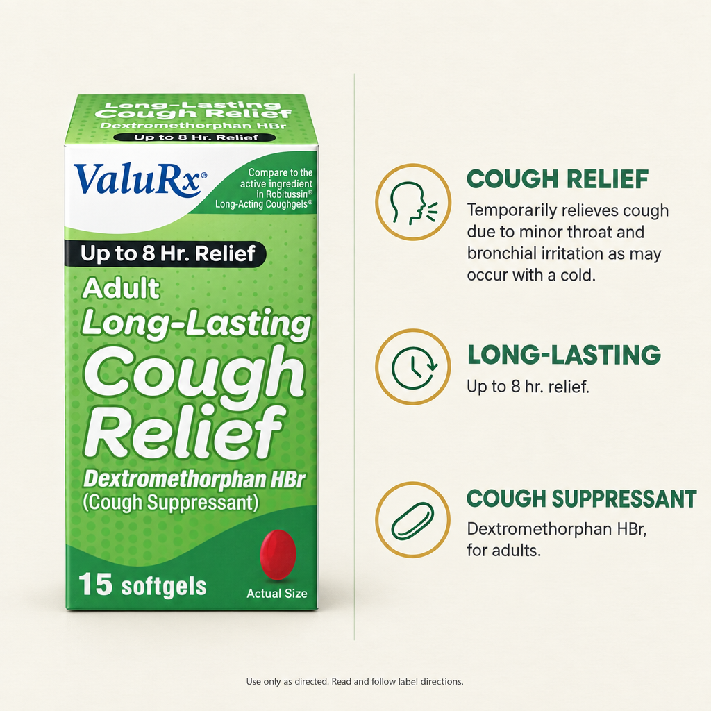 ValuRx Adult Long Lasting Cough Relief Softgels 15ct — view 2