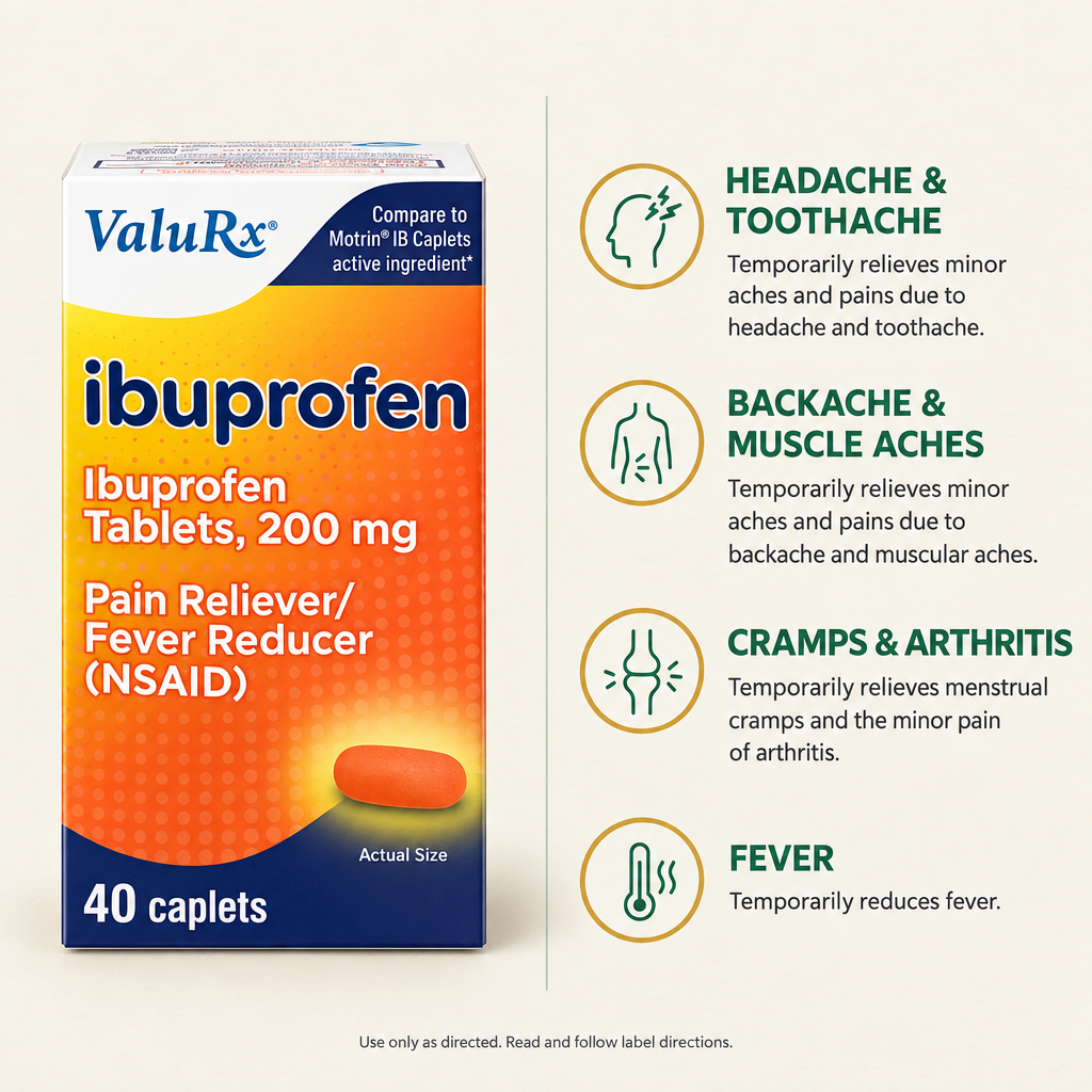 ValuRx Pain Relief Ibuprofen Caplets Orange 40ct — view 2