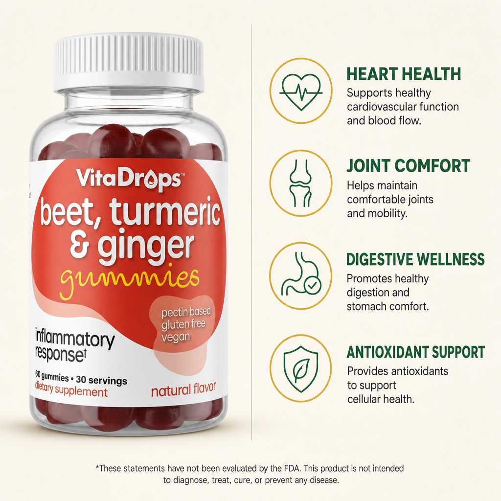 VitaDrops Beet, Turmeric & Ginger Gummies 60ct — view 2