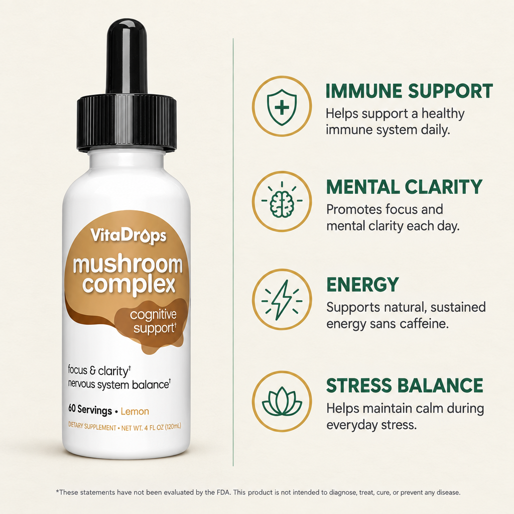 VitaDrops Mushroom Complex Lemon Liquid Drops 4oz — view 2