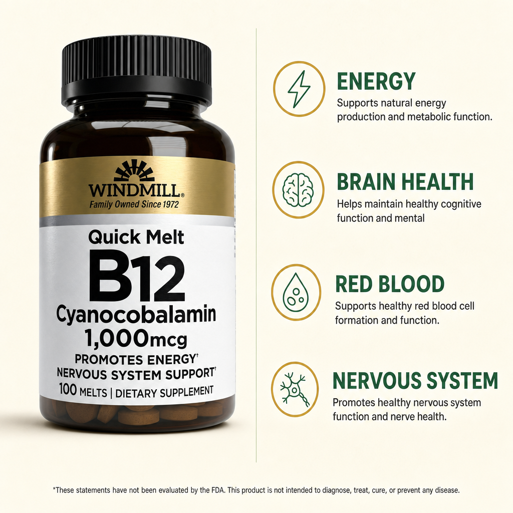 Windmill Vitamin B12 1000mcg Energy Support Tablets 100ct — view 2