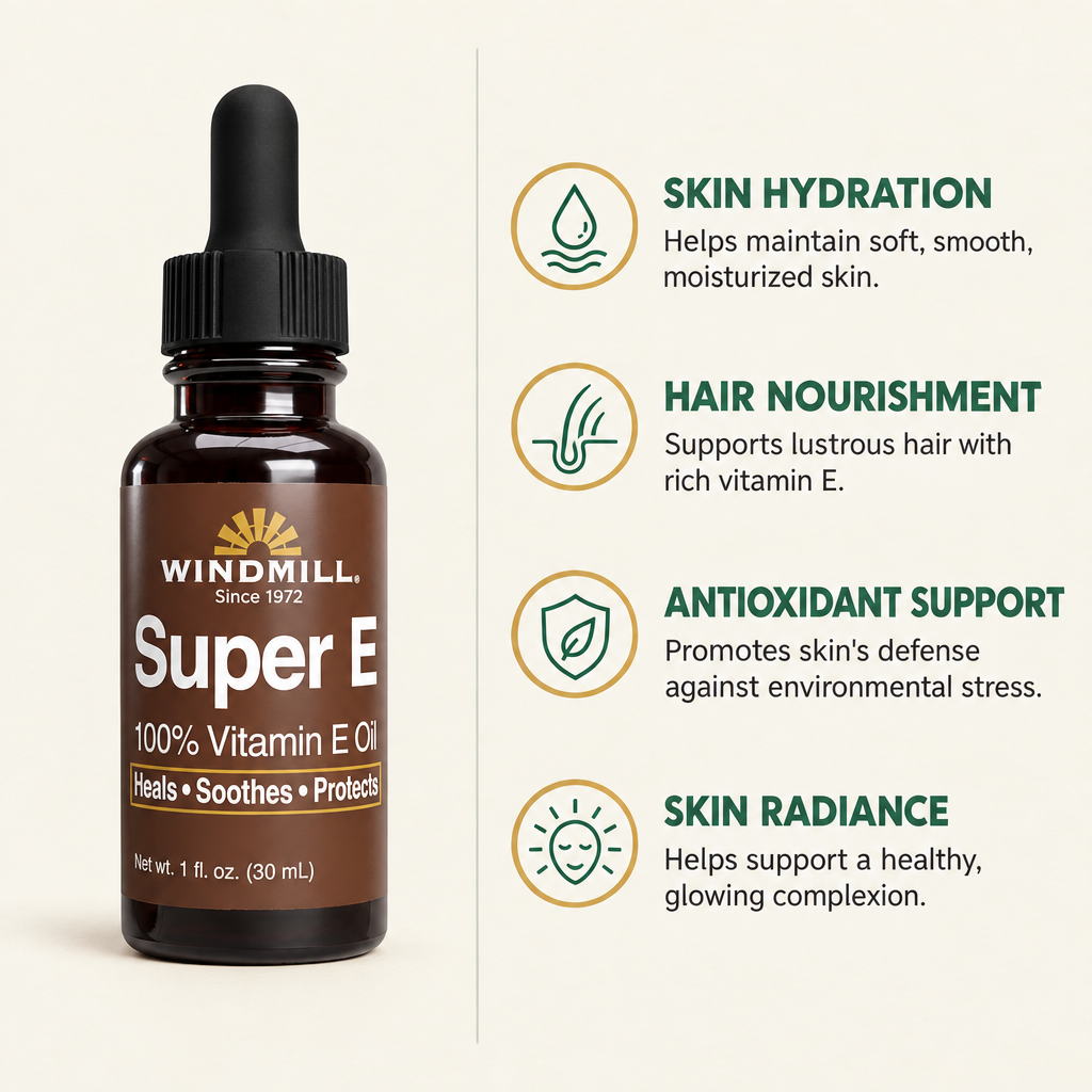 Windmill Super E 100% Vitamin E Oil Skin & Hair Support Oil 1oz — view 2